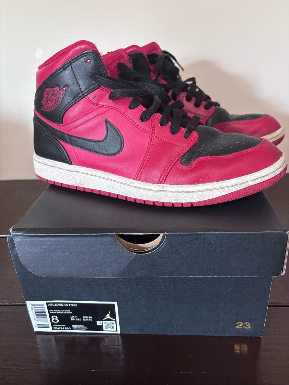 Jordan Mid-Top Sneakers in Red and Black